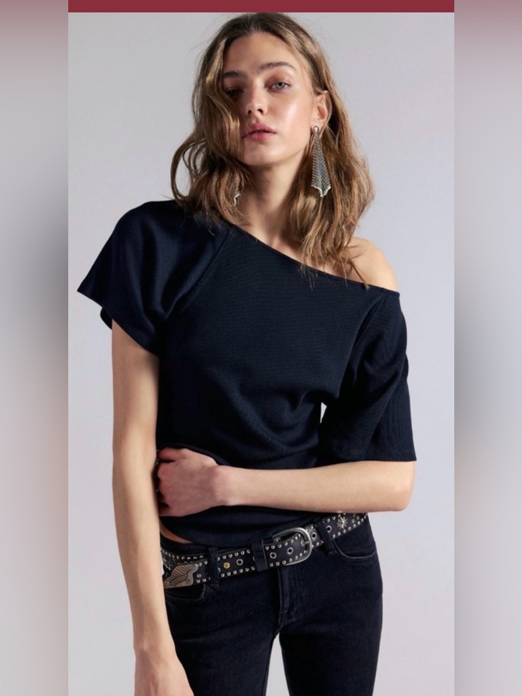 Free People Lucy Off The Shoulder. Nwt. Black